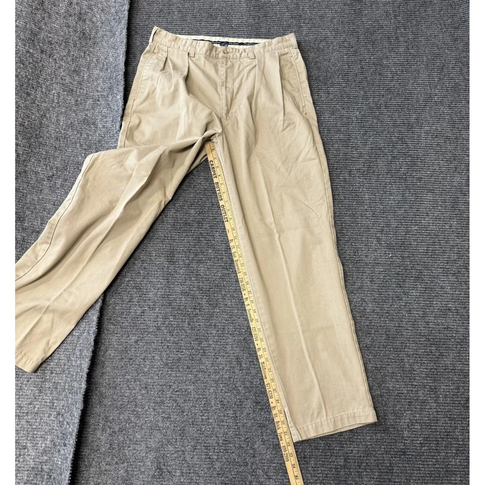 Polo Ralph Lauren Andrew Pants Mens Size 35x32 Khaki Vintage Baggy Pleated Chino
